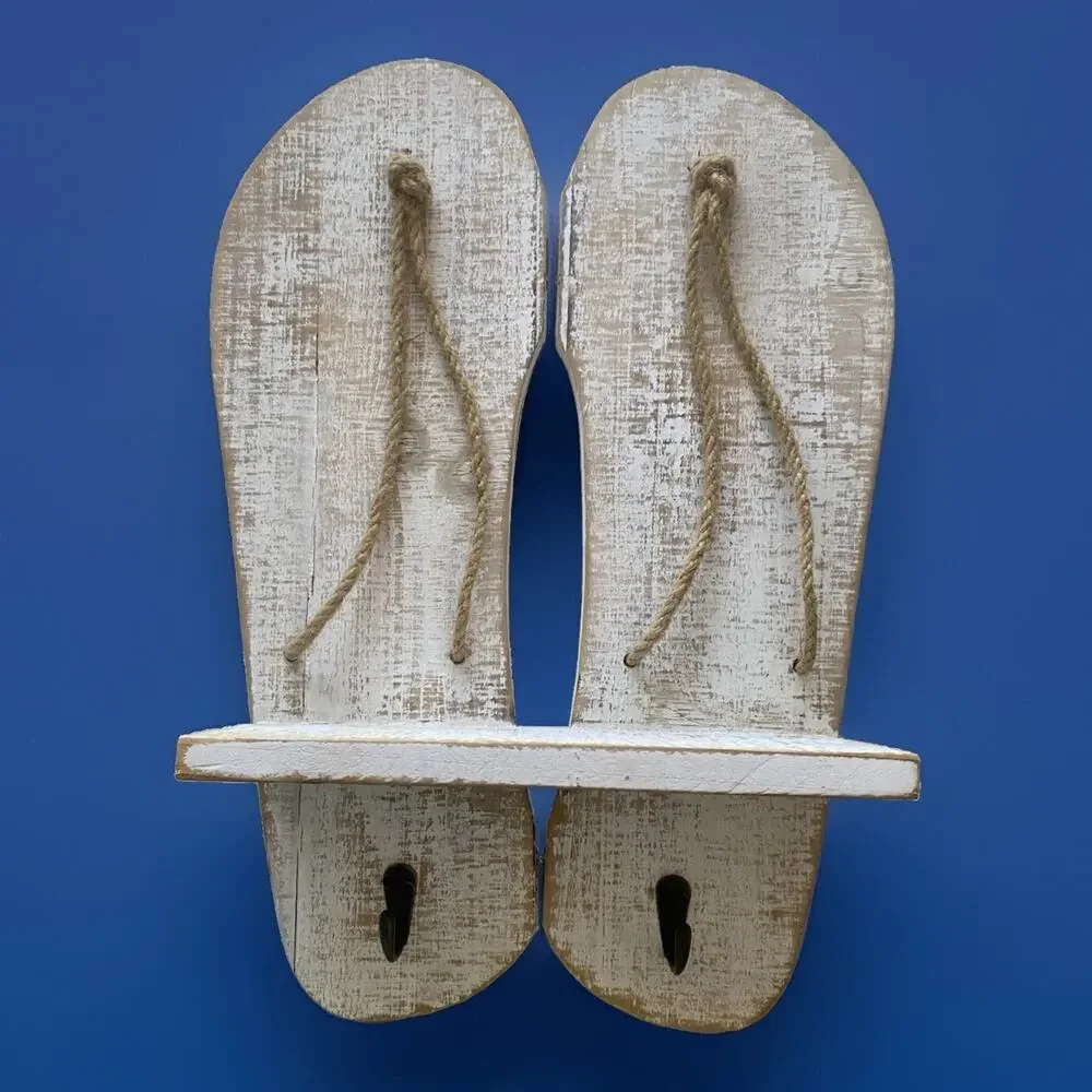 Beach Themed Flip Flop Towel Coat Hanger With Small Shelf 18